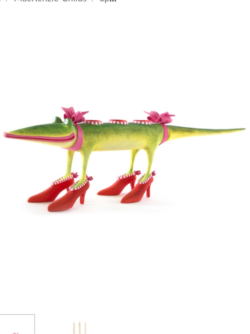 Mackenzie-Childs Patience Brewster Gloria Alligator candle holder. EUC.